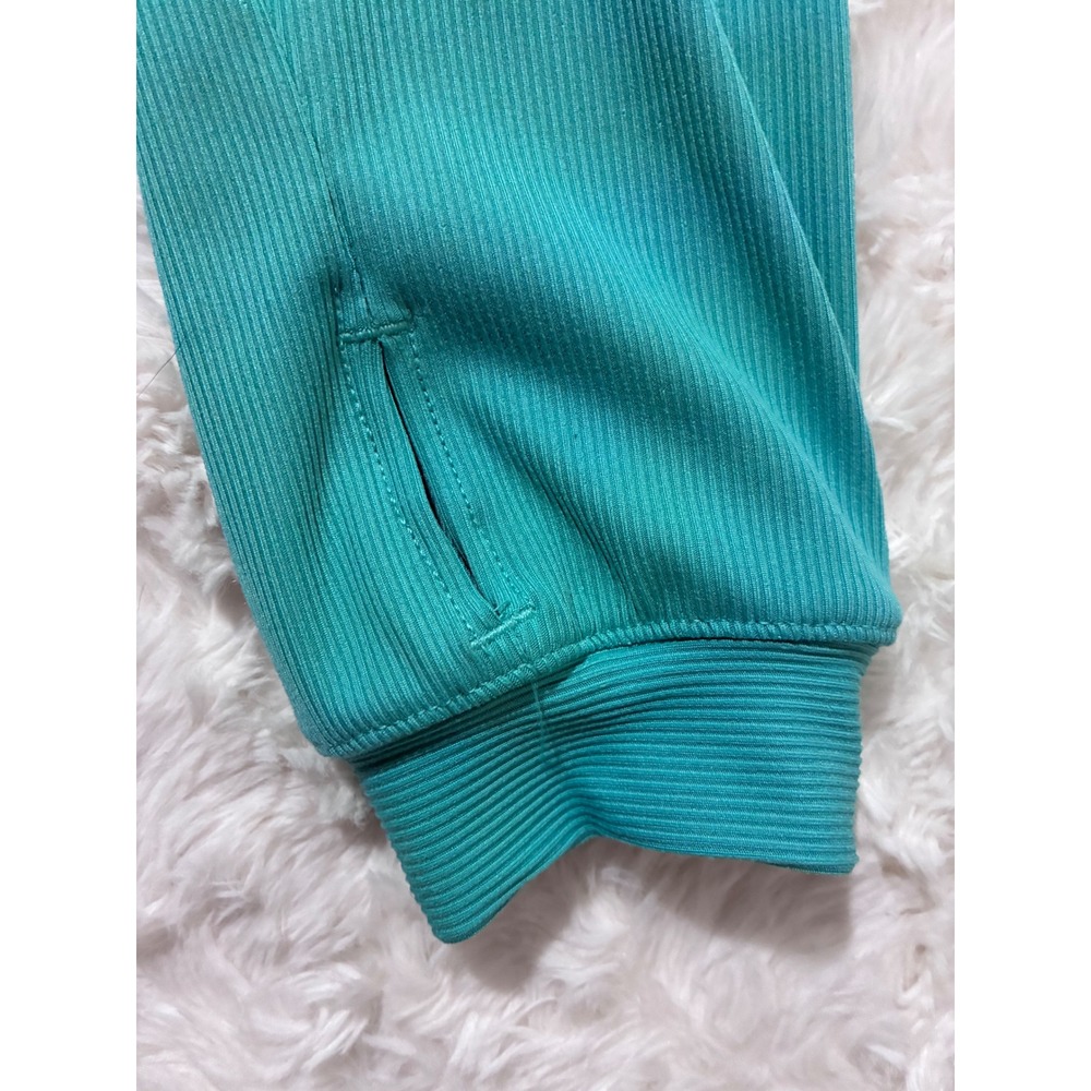 Nike Running Dri-FIT Womens Medium Teal Ribbed Quarter Zip Pullover Thumbholes - Picture 8 of 9